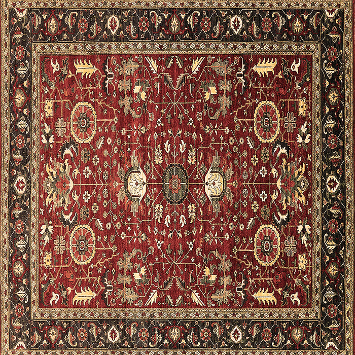 Square Machine Washable Oriental Brown Industrial Rug, wshurb1491brn