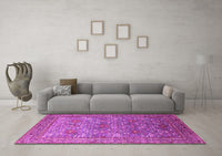 Machine Washable Oriental Pink Industrial Rug, wshurb1492pnk