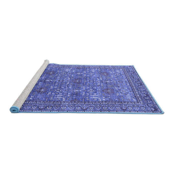 Sideview of Machine Washable Oriental Blue Industrial Rug, wshurb1492blu