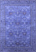 Machine Washable Oriental Blue Industrial Rug, wshurb1492blu