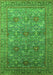 Machine Washable Oriental Green Industrial Area Rugs, wshurb1492grn