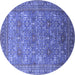 Round Machine Washable Oriental Blue Industrial Rug, wshurb1492blu