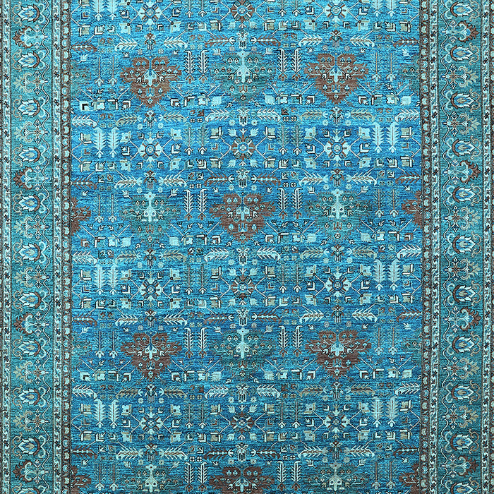 Machine Washable Oriental Light Blue Industrial Rug, wshurb1492lblu