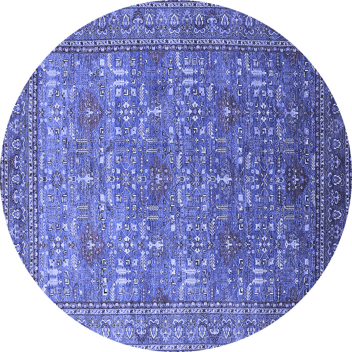 Round Oriental Blue Industrial Rug, urb1492blu