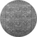 Round Machine Washable Oriental Gray Industrial Rug, wshurb1492gry