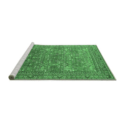 Sideview of Machine Washable Oriental Emerald Green Industrial Area Rugs, wshurb1492emgrn