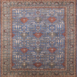 Square Mid-Century Modern Maroon Purple Oriental Rug, urb1492