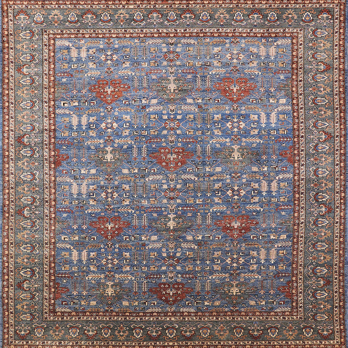 Square Mid-Century Modern Maroon Purple Oriental Rug, urb1492