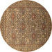 Round Oriental Brown Industrial Rug, urb1492brn