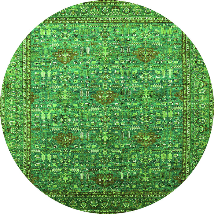 Round Oriental Green Industrial Rug, urb1492grn