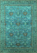 Machine Washable Oriental Turquoise Industrial Area Rugs, wshurb1492turq