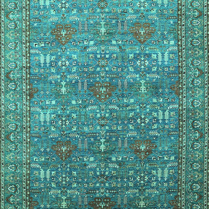 Machine Washable Oriental Turquoise Industrial Area Rugs, wshurb1492turq