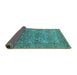 Sideview of Oriental Turquoise Industrial Rug, urb1492turq