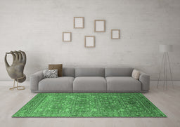 Machine Washable Oriental Emerald Green Industrial Area Rugs in a Living Room,, wshurb1492emgrn