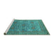 Sideview of Machine Washable Oriental Turquoise Industrial Area Rugs, wshurb1492turq