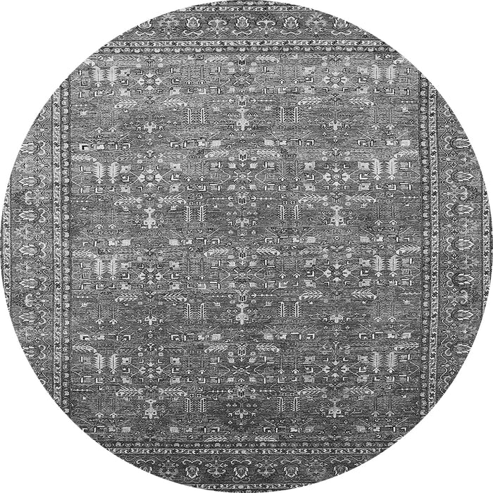 Round Oriental Gray Industrial Rug, urb1492gry