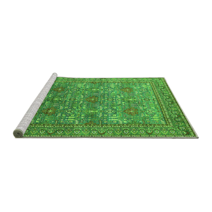 Sideview of Machine Washable Oriental Green Industrial Area Rugs, wshurb1492grn