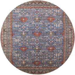 Round Mid-Century Modern Maroon Purple Oriental Rug, urb1492