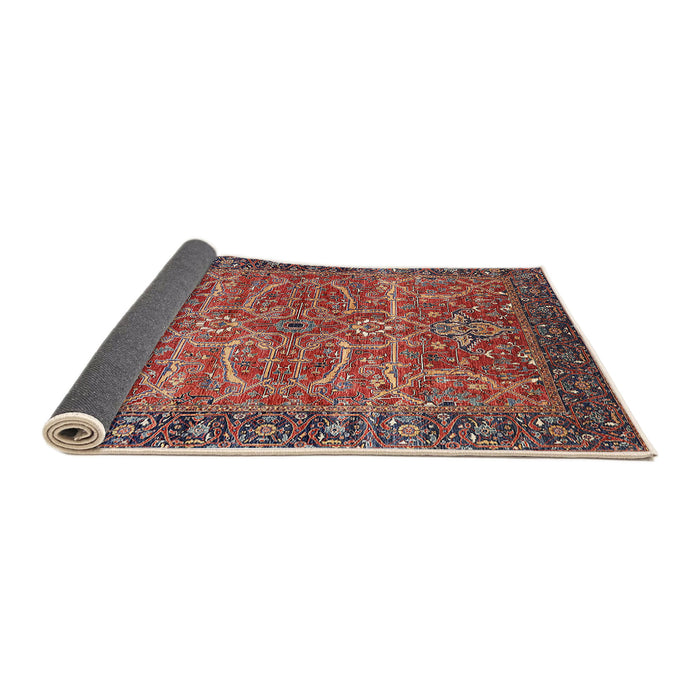 Sideview of Mid-Century Modern Fire Brick Red Oriental Rug, urb1493