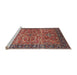 Sideview of Machine Washable Industrial Modern Fire Brick Red Rug, wshurb1493