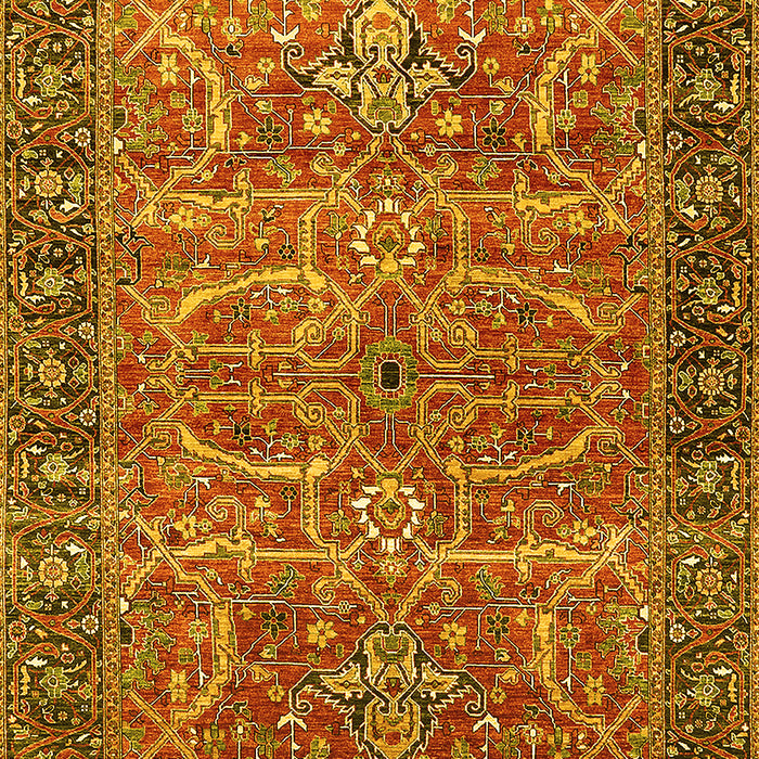 Machine Washable Oriental Yellow Industrial Rug, wshurb1493yw