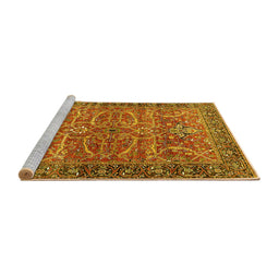 Sideview of Machine Washable Oriental Yellow Industrial Rug, wshurb1493yw