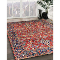 Mid-Century Modern Fire Brick Red Oriental Rug, urb1493