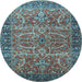 Round Oriental Light Blue Industrial Rug, urb1493lblu