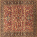 Square Oriental Brown Industrial Rug, urb1493brn