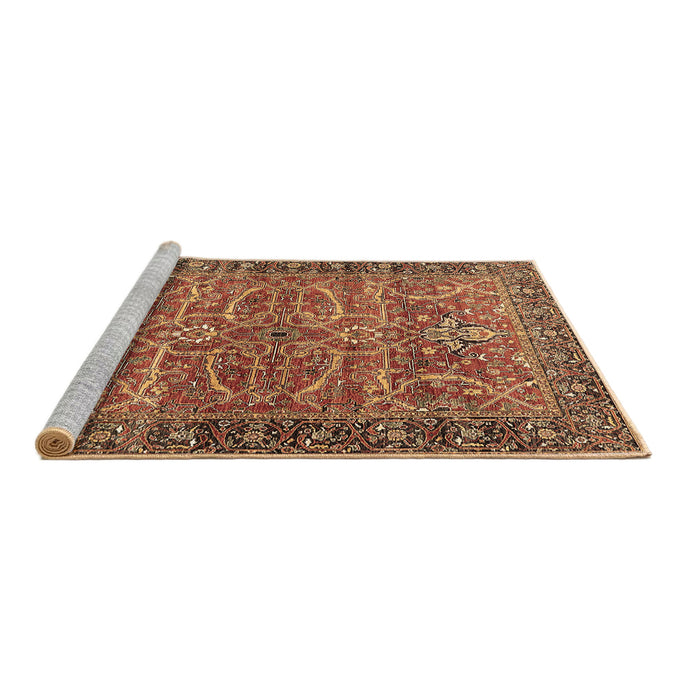 Sideview of Machine Washable Oriental Brown Industrial Rug, wshurb1493brn