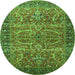 Round Oriental Green Industrial Rug, urb1493grn