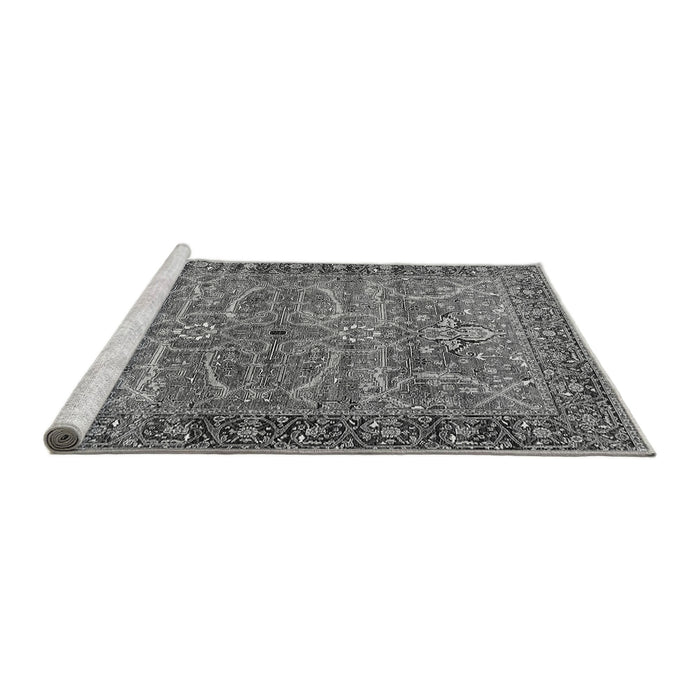 Sideview of Machine Washable Oriental Gray Industrial Rug, wshurb1493gry