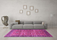 Machine Washable Oriental Pink Industrial Rug, wshurb1493pnk