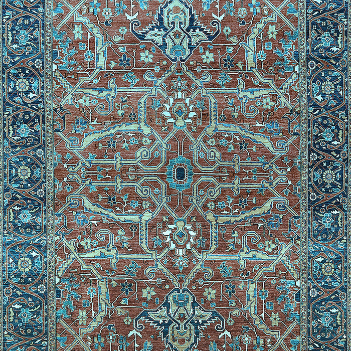 Machine Washable Oriental Light Blue Industrial Rug, wshurb1493lblu