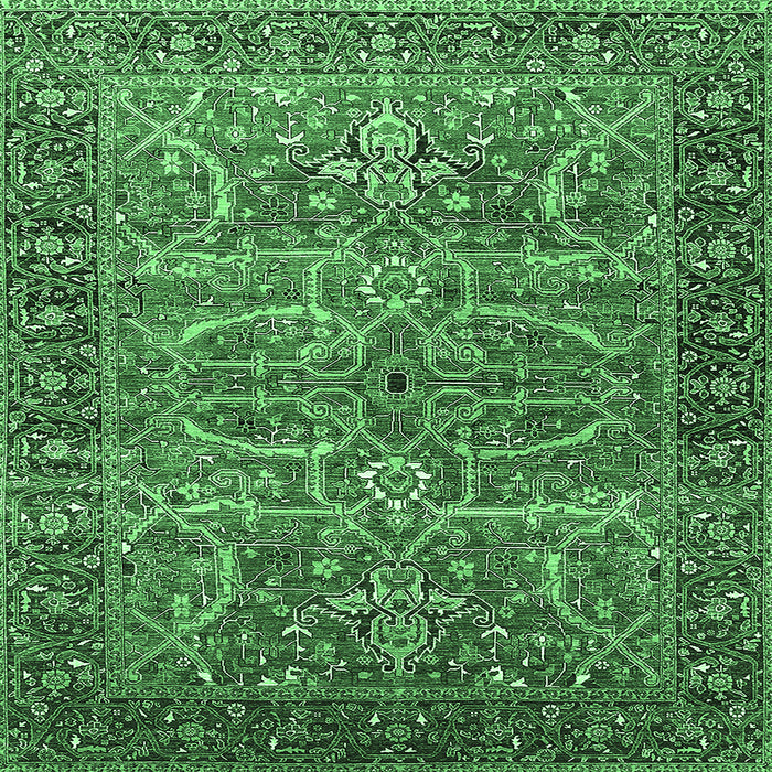 Square Oriental Emerald Green Industrial Rug, urb1493emgrn