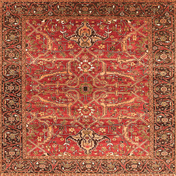 Square Oriental Orange Industrial Rug, urb1493org