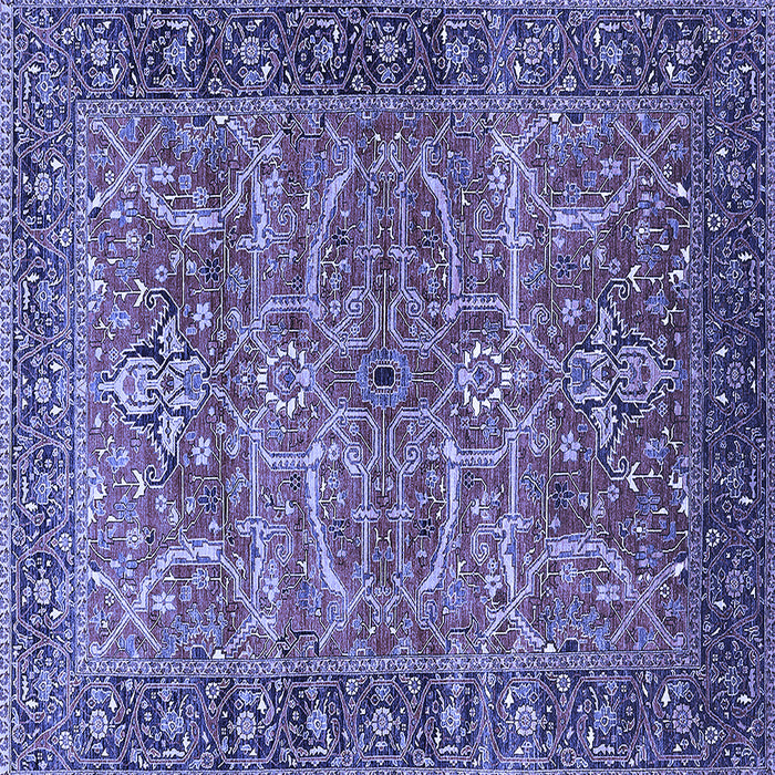 Square Machine Washable Oriental Blue Industrial Rug, wshurb1493blu