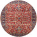 Round Mid-Century Modern Fire Brick Red Oriental Rug, urb1493