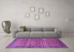 Machine Washable Oriental Purple Industrial Area Rugs in a Living Room, wshurb1493pur