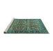 Sideview of Machine Washable Oriental Turquoise Industrial Area Rugs, wshurb1493turq