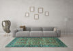 Machine Washable Oriental Turquoise Industrial Area Rugs in a Living Room,, wshurb1493turq