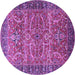 Round Oriental Purple Industrial Rug, urb1493pur