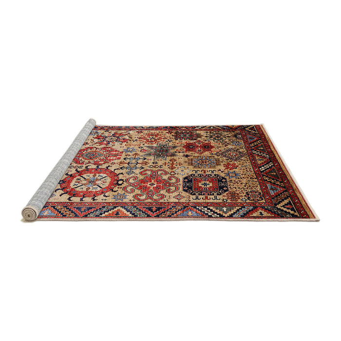 Sideview of Machine Washable Industrial Modern Light Copper Gold Rug, wshurb1494