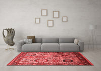 Machine Washable Oriental Red Industrial Rug, wshurb1494red