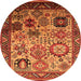 Round Oriental Orange Industrial Rug, urb1494org