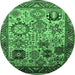 Round Oriental Emerald Green Industrial Rug, urb1494emgrn