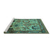 Sideview of Machine Washable Oriental Turquoise Industrial Area Rugs, wshurb1494turq