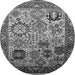 Round Oriental Gray Industrial Rug, urb1494gry