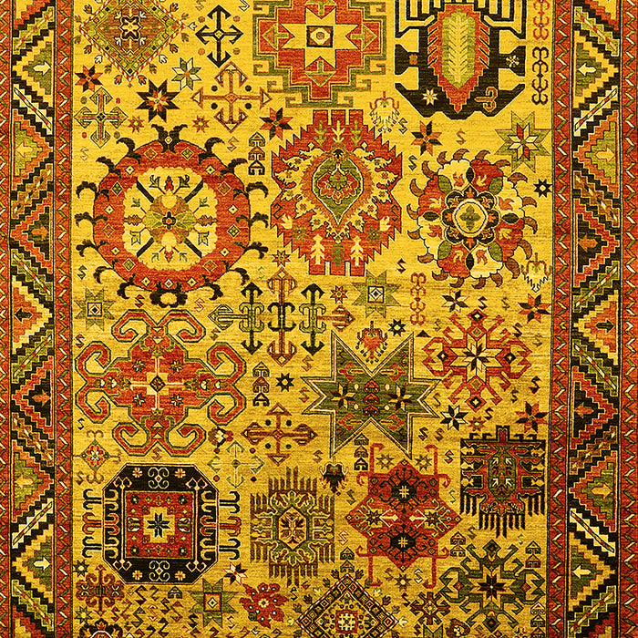Machine Washable Oriental Yellow Industrial Rug, wshurb1494yw