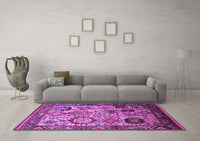 Machine Washable Oriental Purple Industrial Rug, wshurb1494pur